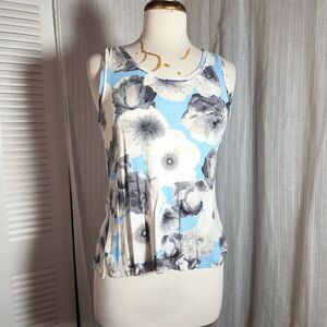 Simply Vera Blouse Petite M Women’s Blue Watercolor Floral Soft Top
